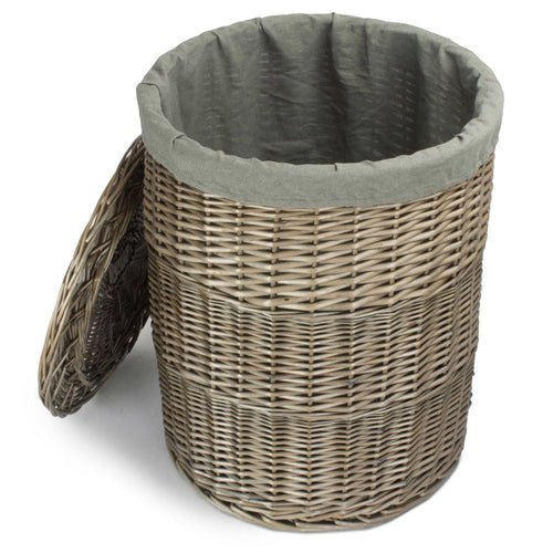 Antique Wash Round Laundry Basket with Grey Sage Lining - Cherish Home