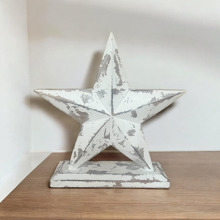 Antique White Standing Star Decor 30cm - Cherish Home