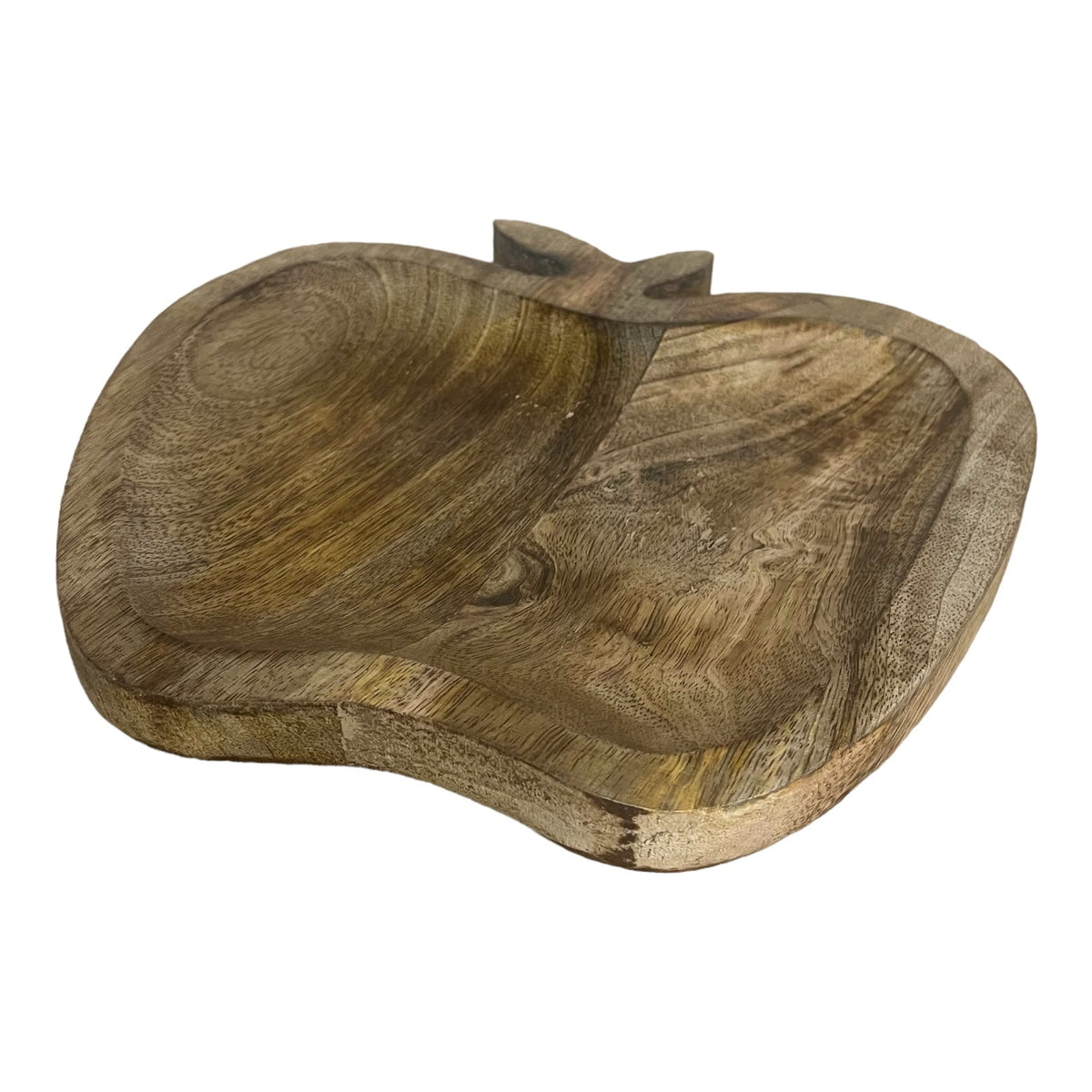 Apple Shaped Brown Natural Mango Wood Tray - Cherish Home