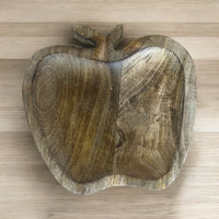 Apple Shaped Brown Natural Mango Wood Tray - Cherish Home