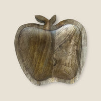 Apple Shaped Brown Natural Mango Wood Tray - Cherish Home