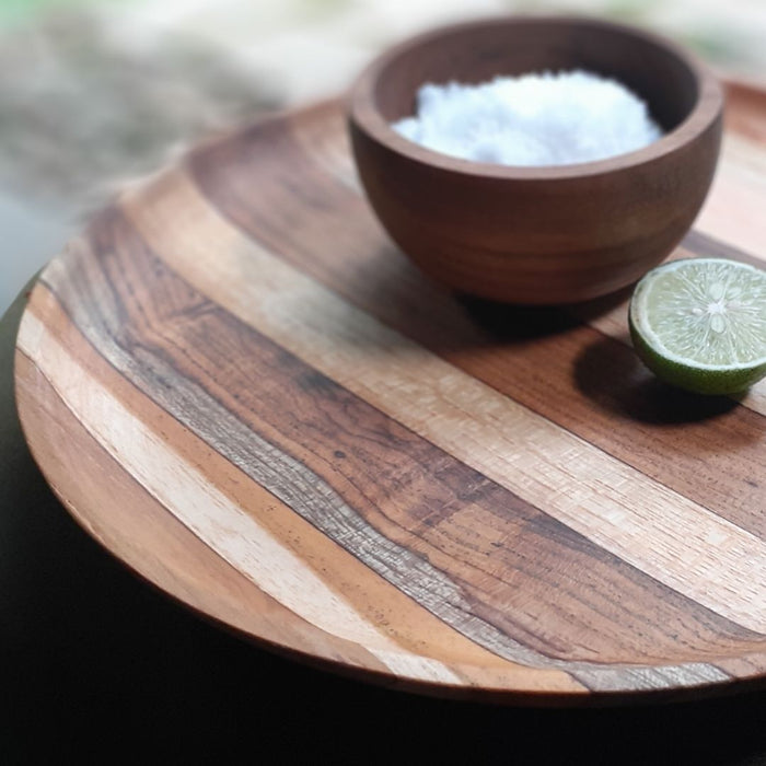 Artisan Upcycled Wood Serving Plate - End Grain Design, Eco - Friendly & Durable Platter for Entertaining (Available in 2 Patterns) - Cherish Home