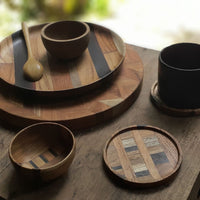 Artisan Upcycled Wood Serving Plate - End Grain Design, Eco - Friendly & Durable Platter for Entertaining (Available in 2 Patterns) - Cherish Home