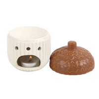 Autumn Acorn & Leaf Ceramic Oil Burner - Fall Fragrance Wax Warmer for Essential Oils - Cherish Home