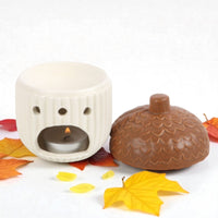 Autumn Acorn & Leaf Ceramic Oil Burner - Fall Fragrance Wax Warmer for Essential Oils - Cherish Home
