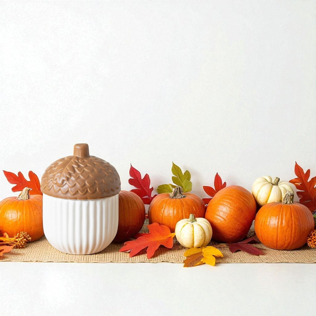 Autumn Acorn & Leaf Ceramic Oil Burner - Fall Fragrance Wax Warmer for Essential Oils - Cherish Home