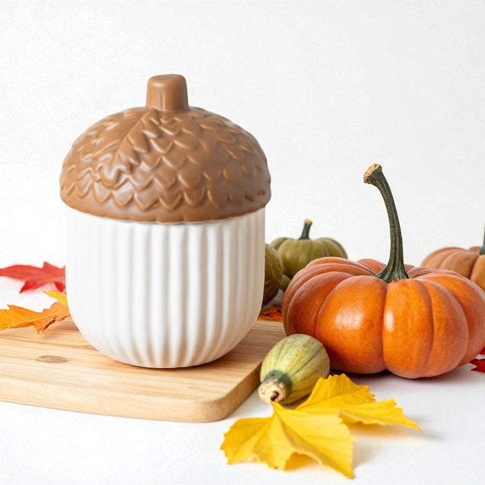 Autumn Acorn & Leaf Ceramic Oil Burner - Fall Fragrance Wax Warmer for Essential Oils - Cherish Home