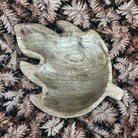 Autumn Leaf Shaped Brown Natural Mango Wood Tray - Cherish Home