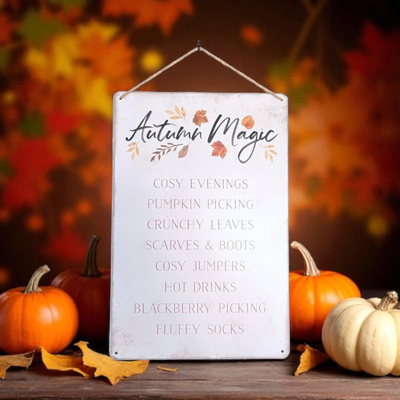 Autumn Magic Metal Hanging Sign - Wall Decor, Halloween, Fall, Rustic, Farmhouse, Living Room, Bedroom, Kitchen Decor - Cherish Home