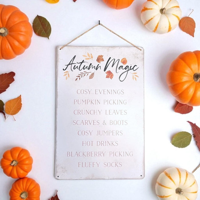 Autumn Magic Metal Hanging Sign - Wall Decor, Halloween, Fall, Rustic, Farmhouse, Living Room, Bedroom, Kitchen Decor - Cherish Home