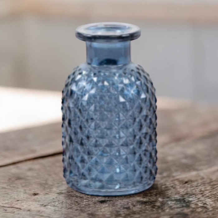 Azure Bloom Patterned Blue Small Glass Bud Vase 9.2cm - Cherish Home