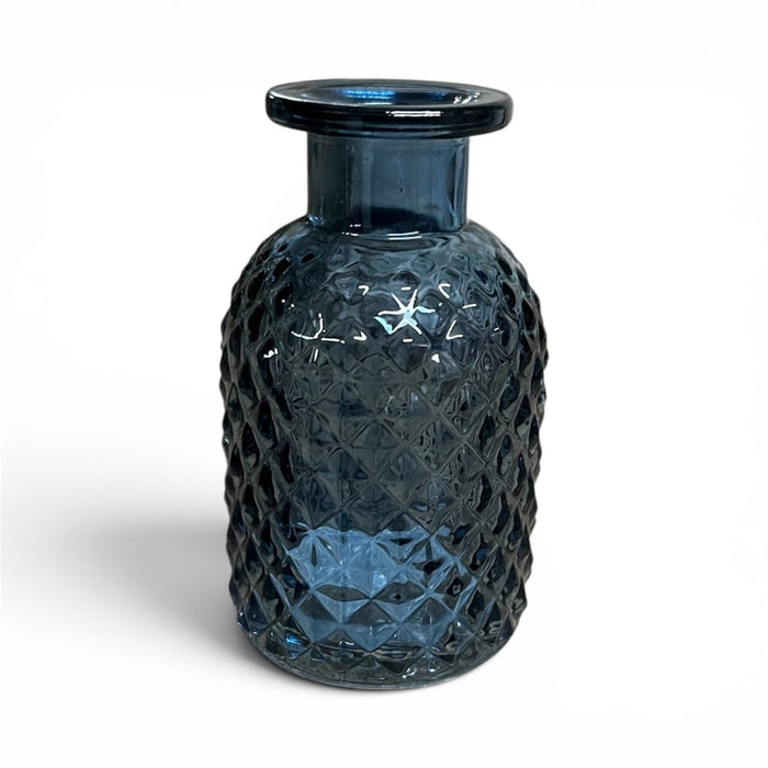 Azure Bloom Patterned Blue Small Glass Bud Vase 9.2cm - Cherish Home
