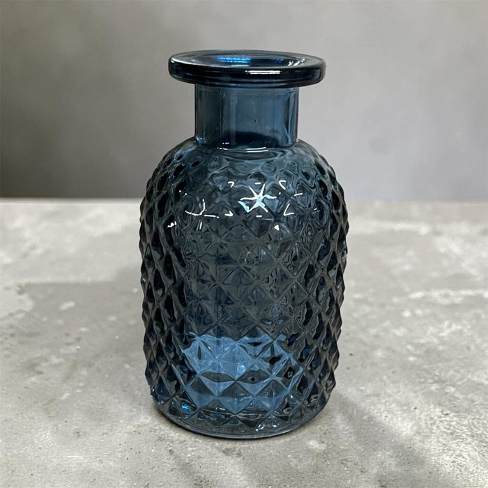 Azure Bloom Patterned Blue Small Glass Bud Vase 9.2cm - Cherish Home
