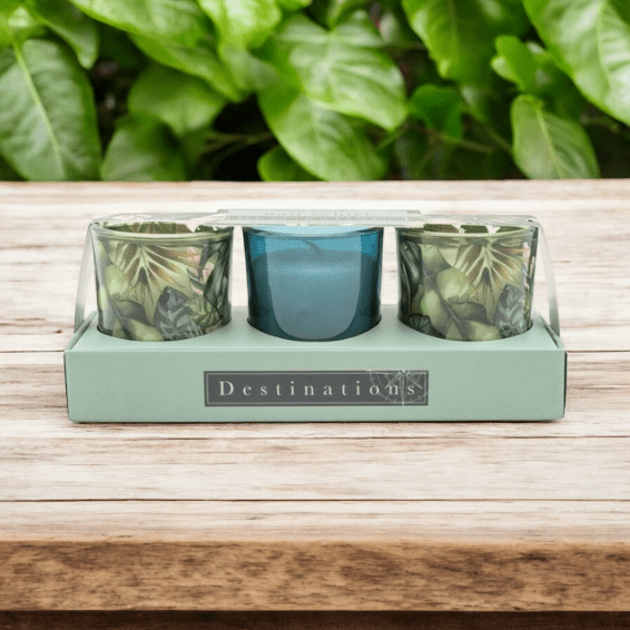 Bali Whirl Mini Votive Candles - Set of 3 - Tropical Fragrance - Cherish Home