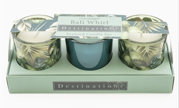 Bali Whirl Mini Votive Candles - Set of 3 - Tropical Fragrance - Cherish Home