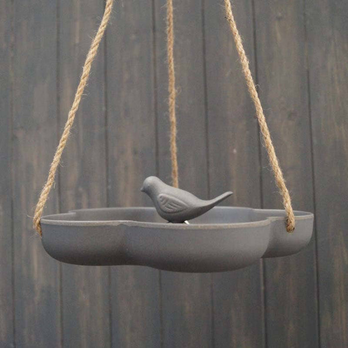 Bamboo Hanging Bird Bath & Feeder Eco - Friendly Plastic - Free Wild Bird Station Lightweight Minimalist Dark Grey - Cherish Home