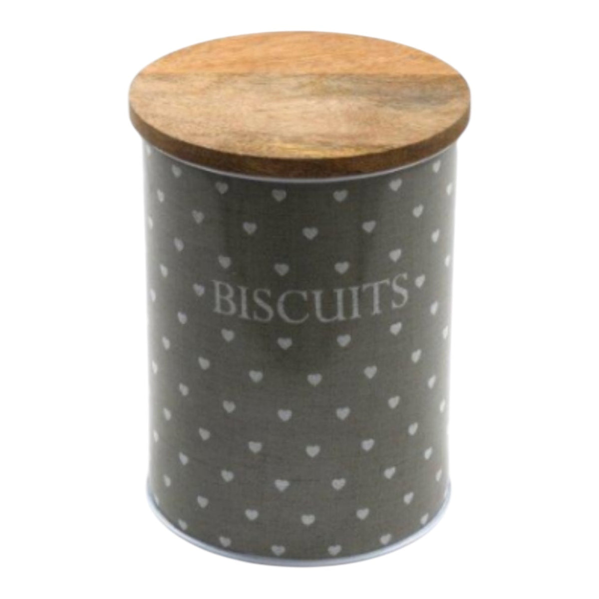 Black Biscuit Jar with Removable Wooden Lid Heart Design - Cherish Home