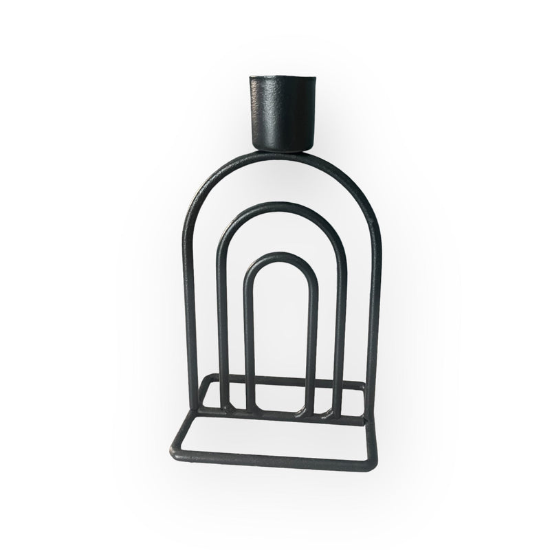 Black Metal Abstract Arch Candle Holder - Cherish Home