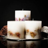 Botanical Scented Pillar Candle - Rose or Lavender - Cherish Home