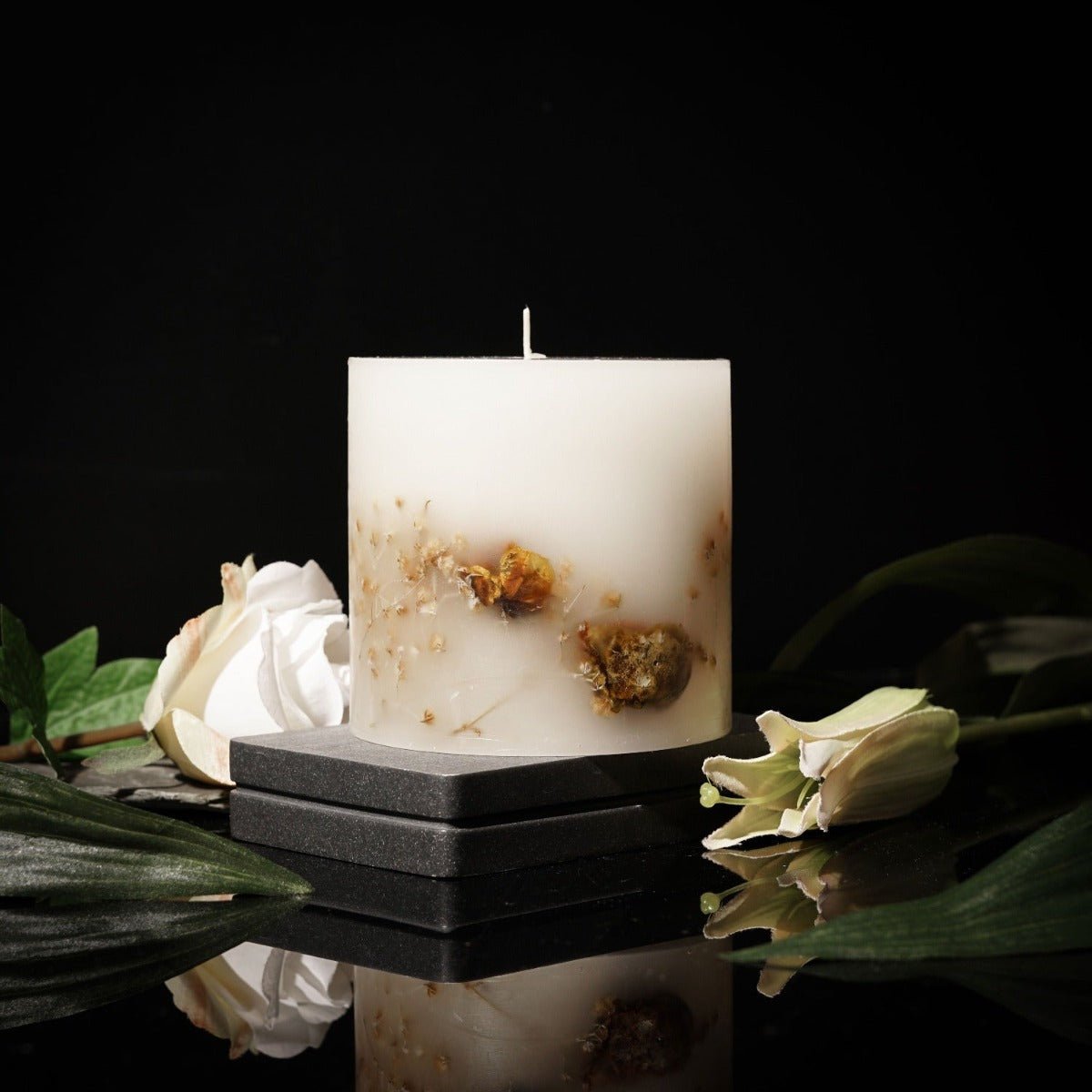 Botanical Scented Pillar Candle - Rose or Lavender - Cherish Home