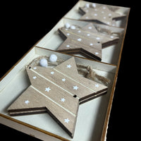 Box of 6 Natural Wood Star Hangers 8.5cm - Cherish Home