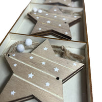 Box of 6 Natural Wood Star Hangers 8.5cm - Cherish Home