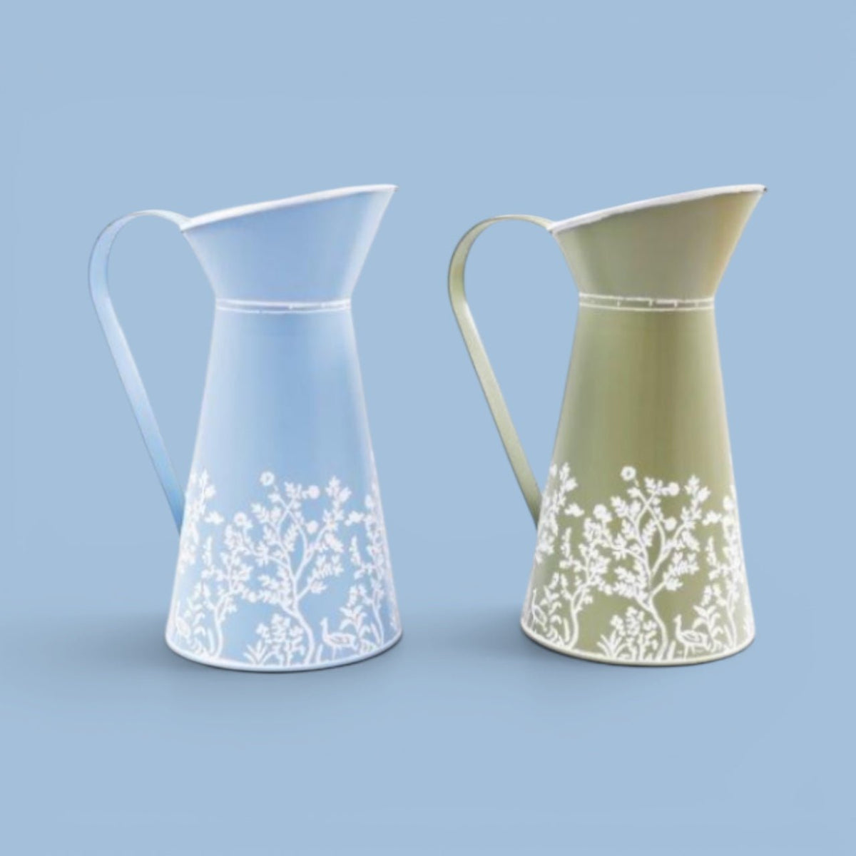 Bright Meadow Metal Decorative Jug 27cm Available in Blue or Green - Cherish Home