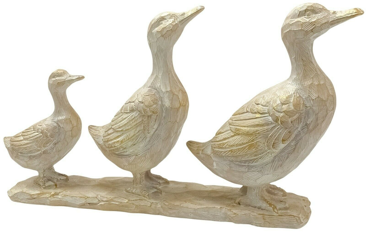 Brown Ducks Family Ornament Driftwood Effect Sculpture Resin Animal Figurine - Cherish Home