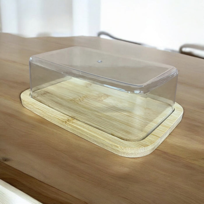 Butter Dish with Clear Lid & Bamboo Base - Cherish Home