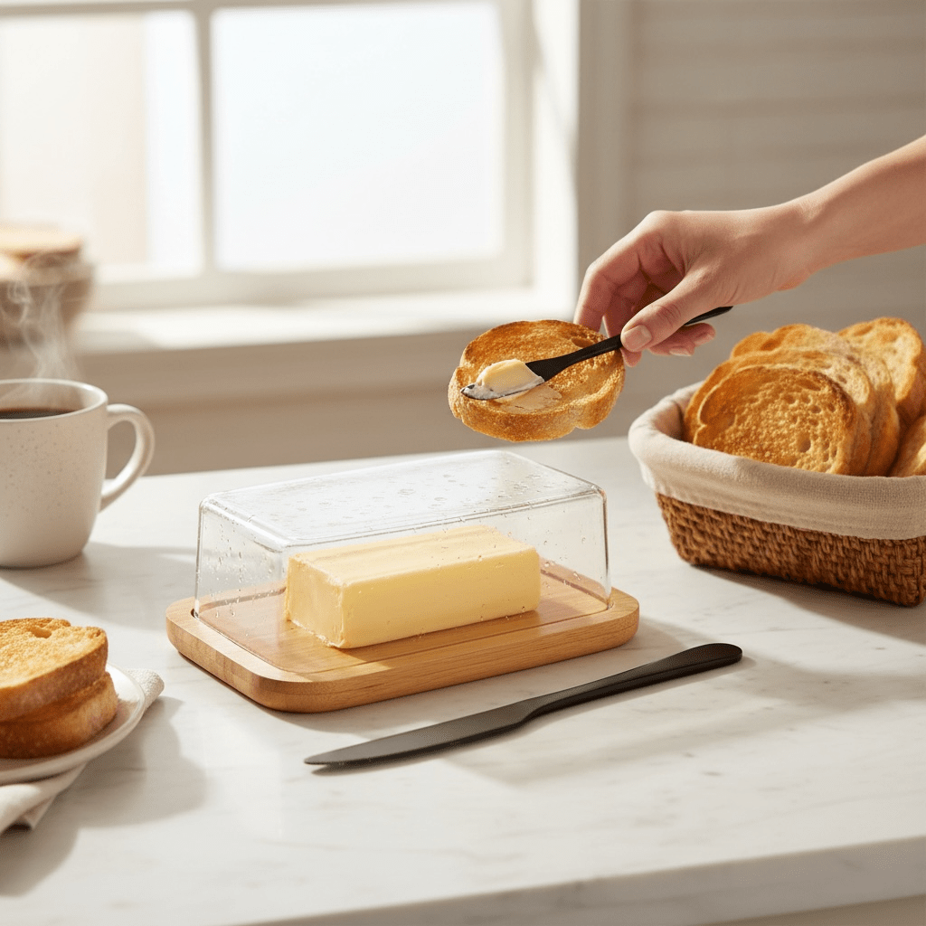 Butter Dish with Clear Lid & Bamboo Base - Cherish Home