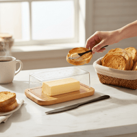 Butter Dish with Clear Lid & Bamboo Base - Cherish Home
