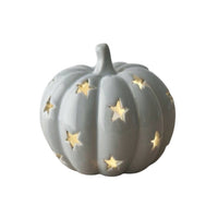 Ceramic Grey Pumpkin Tealight Candle Holder - Autumn & Halloween Decor - 10.8cm - Cherish Home