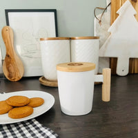 Ceramic White Cup with Bamboo Handle and Removable Lid (480ml) - Cherish Home