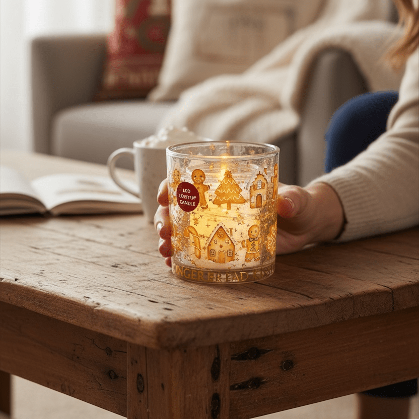 Charming LED Gingerbread Kisses Candle Battery - Powered Gingerbread House, Tree & Candy Cane Figures - Cherish Home