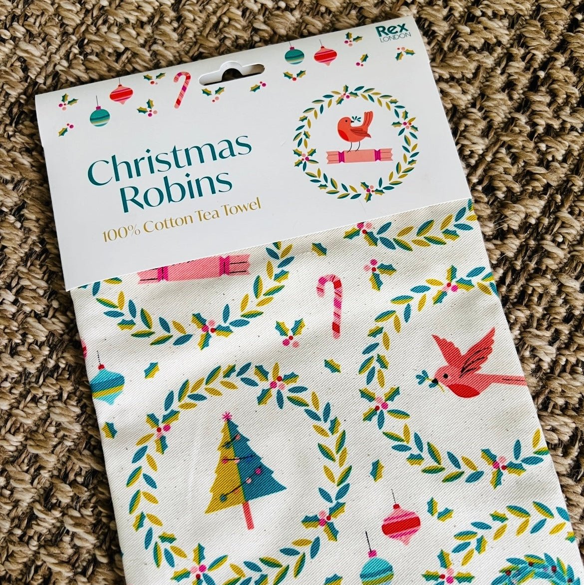 Cheerful Classic Yuletide 100% Cotton Tea Towel - Cherish Home