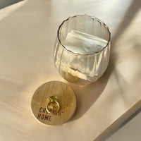 Cherish Home Elegant Ribbed Glass Tea Storage Jar with Bamboo Lid & Gold Accent - Cherish Home