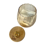 Cherish Home Elegant Ribbed Glass Tea Storage Jar with Bamboo Lid & Gold Accent - Cherish Home