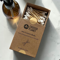 Cherish Planet Bamboo Cotton Buds (Pack of 200) 100% Biodegradable Swabs for Ears, Makeup & Skincare, Eco Friendly Hypoallergenic Natural Cotton Q tips with Recyclable Box - Cherish Home