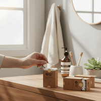Cherish Planet Bamboo Cotton Buds (Pack of 200) 100% Biodegradable Swabs for Ears, Makeup & Skincare, Eco Friendly Hypoallergenic Natural Cotton Q tips with Recyclable Box - Cherish Home