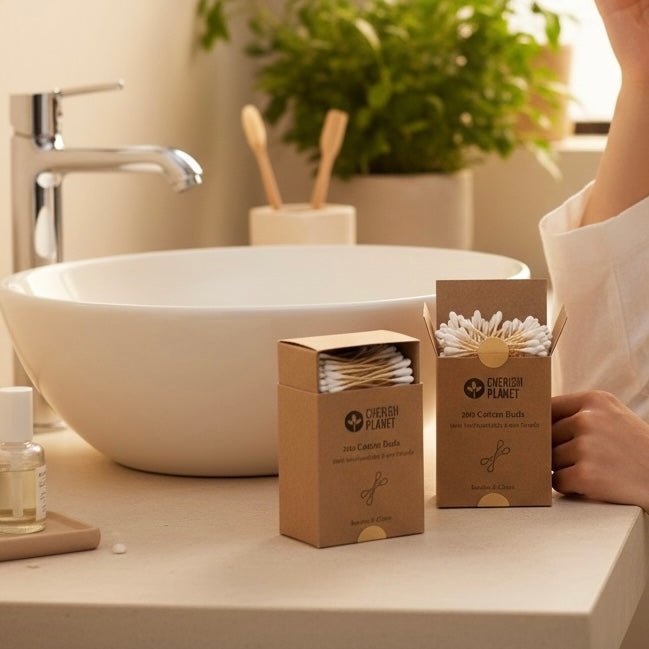 Cherish Planet Bamboo Cotton Buds (Pack of 200) 100% Biodegradable Swabs for Ears, Makeup & Skincare, Eco Friendly Hypoallergenic Natural Cotton Q tips with Recyclable Box - Cherish Home