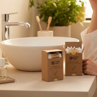 Cherish Planet Bamboo Cotton Buds (Pack of 200) 100% Biodegradable Swabs for Ears, Makeup & Skincare, Eco Friendly Hypoallergenic Natural Cotton Q tips with Recyclable Box - Cherish Home