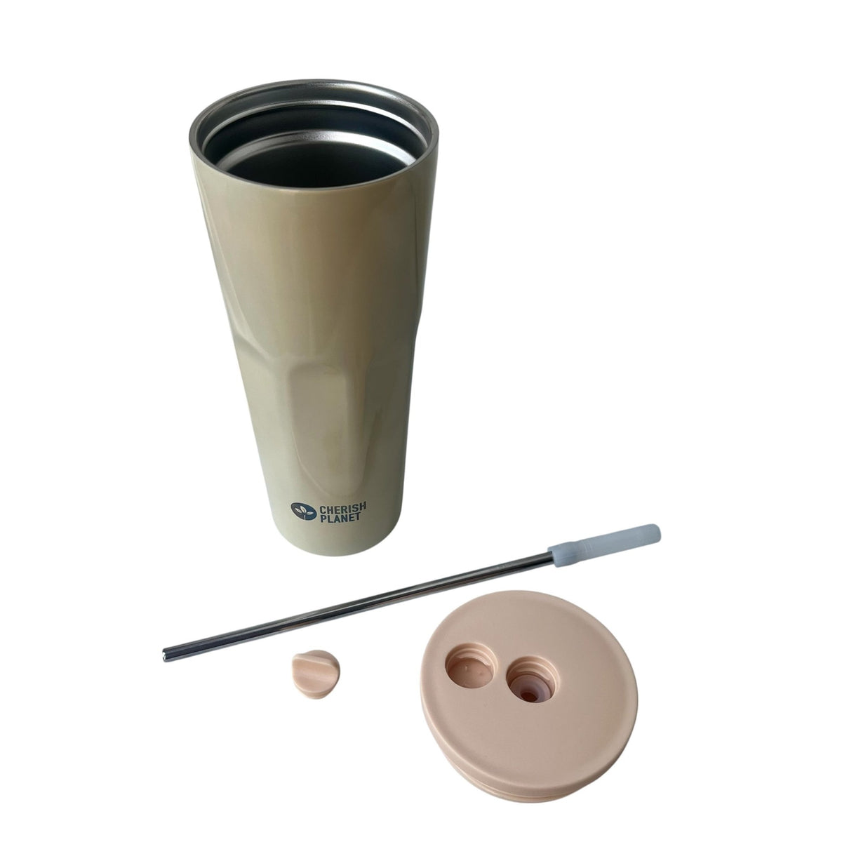 Cherish Planet Beige Thermos Cup with Built - in Straw 700ml - Large Capacity, Leak - Proof, Stylish - Cherish Home