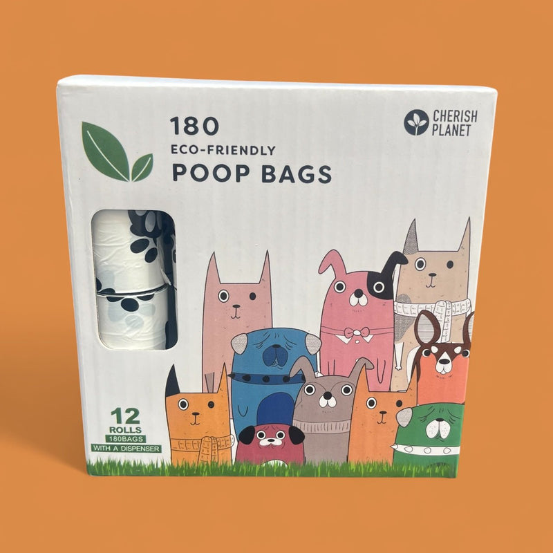 Cherish Planet Dog Poo Bags & Dispenser - Eco - Friendly, Thick Pet Waste Pick Up Bags Dispenser and 12 rolls included - Cherish Home