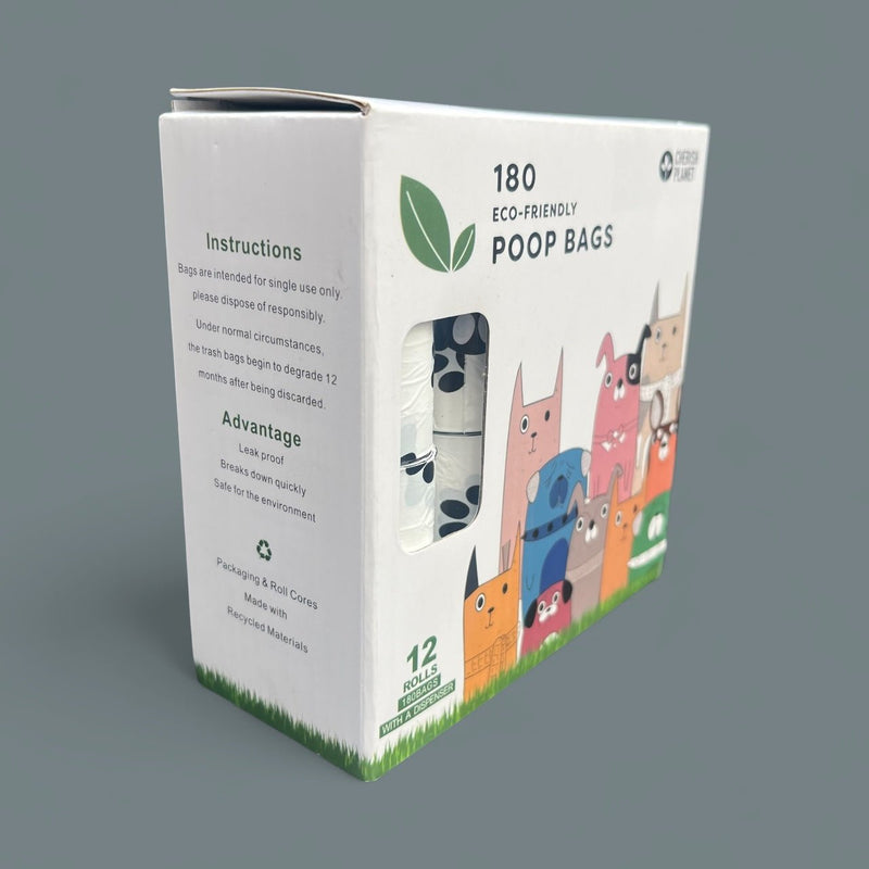 Cherish Planet Dog Poo Bags & Dispenser - Eco - Friendly, Thick Pet Waste Pick Up Bags Dispenser and 12 rolls included - Cherish Home
