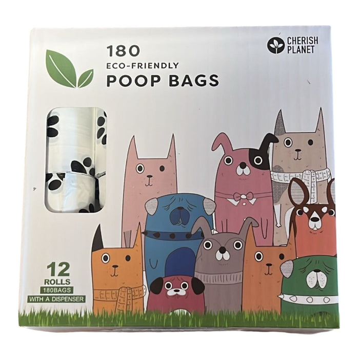 Cherish Planet Dog Poo Bags & Dispenser - Eco - Friendly, Thick Pet Waste Pick Up Bags Dispenser and 12 rolls included - Cherish Home