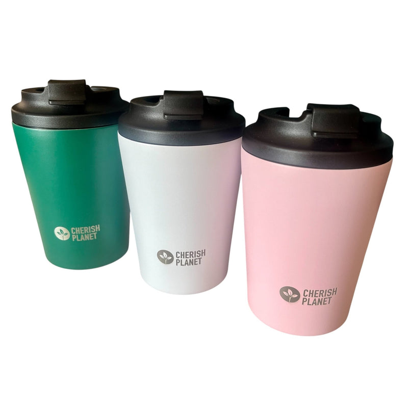Cherish Planet Green Coffee Mug 360ml - Portable Stainless Steel 12oz Coffee Cup for Home & Office - Cherish Home