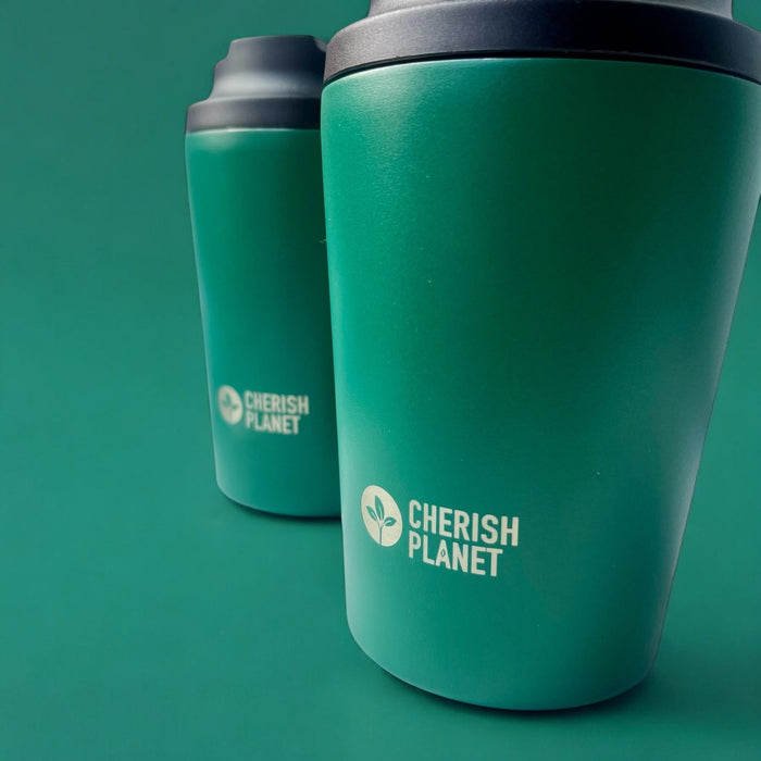 Cherish Planet Green Coffee Mug 360ml - Portable Stainless Steel 12oz Coffee Cup for Home & Office - Cherish Home