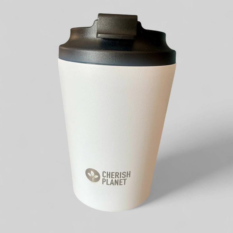 Cherish Planet White Coffee Mug 360ml - Portable Stainless Steel 12oz Coffee Cup for Home & Office - Cherish Home