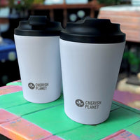 Cherish Planet White Coffee Mug 360ml - Portable Stainless Steel 12oz Coffee Cup for Home & Office - Cherish Home