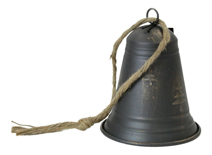 Christmas Hanging Bell - Star Or Tree Design Hung By Rope LARGE BELL - Cherish Home